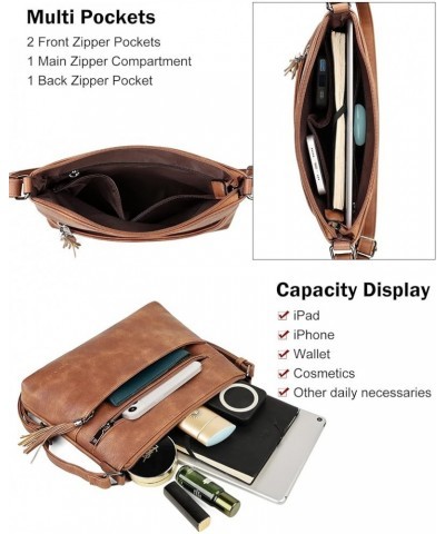 Crossbody Bags for Women, Lightweight Medium Crossbody Purse, Soft Leather Women's Shoulder Handbags with Tassel Mocha Brown ...