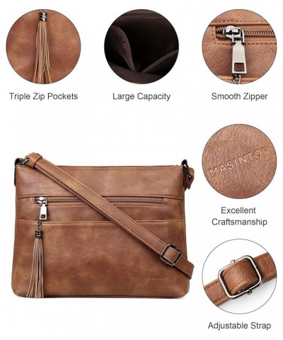 Crossbody Bags for Women, Lightweight Medium Crossbody Purse, Soft Leather Women's Shoulder Handbags with Tassel Mocha Brown ...