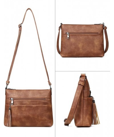 Crossbody Bags for Women, Lightweight Medium Crossbody Purse, Soft Leather Women's Shoulder Handbags with Tassel Mocha Brown ...