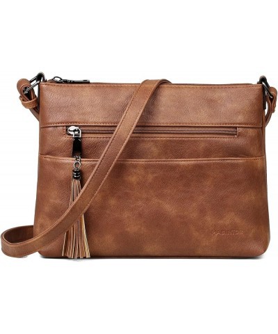 Crossbody Bags for Women, Lightweight Medium Crossbody Purse, Soft Leather Women's Shoulder Handbags with Tassel Mocha Brown ...