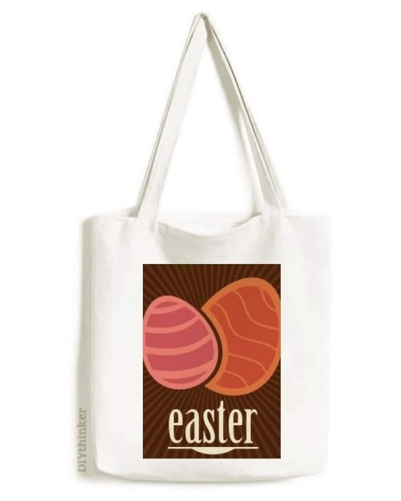 Easter Festival Red Egg Pattern Tote Canvas Bag Shopping Satchel Casual Handbag $13.02 Totes