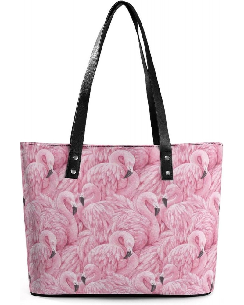 Flamingo Bird Handbag PU Leather Purse Tote Bag Shoulder Bag Top Handle Handbags for Women $26.41 Totes