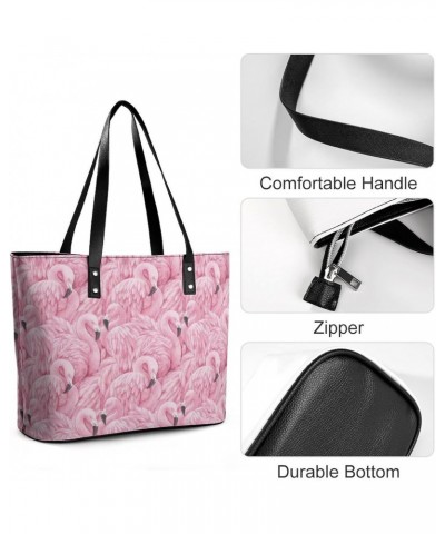 Flamingo Bird Handbag PU Leather Purse Tote Bag Shoulder Bag Top Handle Handbags for Women $26.41 Totes