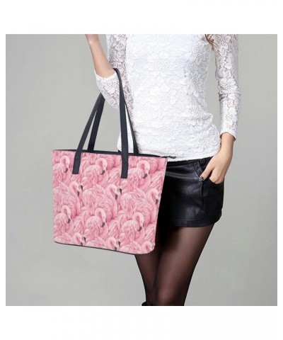 Flamingo Bird Handbag PU Leather Purse Tote Bag Shoulder Bag Top Handle Handbags for Women $26.41 Totes