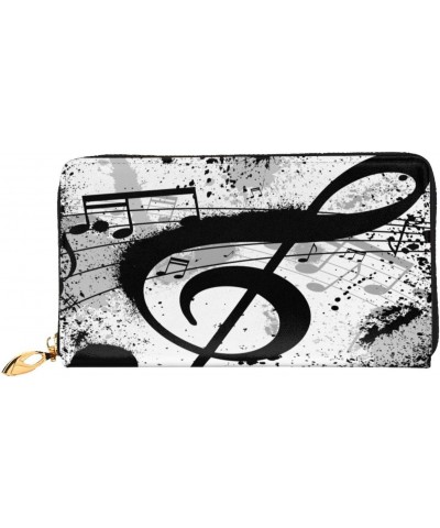 Long Handbag Purse Wristlet Bag Card Holder Wallet-Black Music Note Abstract Leather Wallet For Women Men $26.08 Wristlets