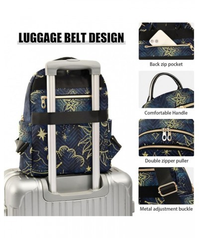 Moon Sun Star Navy Fashion Travel Backpack for Women Multi Pockets Lightweight Purse for Women-M Multicolor Medium $19.59 Bac...