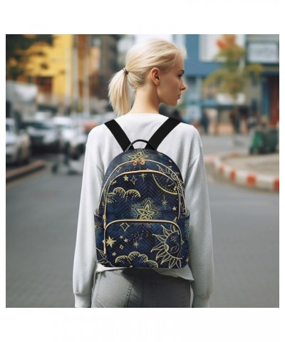 Moon Sun Star Navy Fashion Travel Backpack for Women Multi Pockets Lightweight Purse for Women-M Multicolor Medium $19.59 Bac...