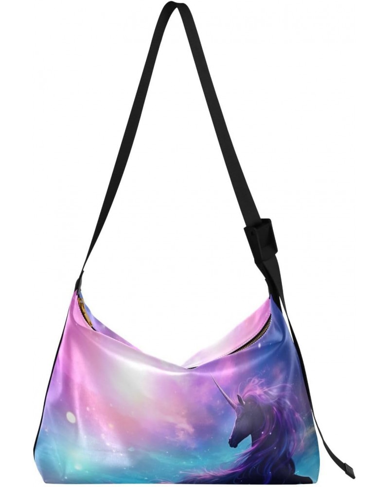 Starry Night Unicorn Shoulder Bag for Women Waterproof PU Leather Hobo Bags Crossbody Purse with Zipper Closure $18.14 Should...