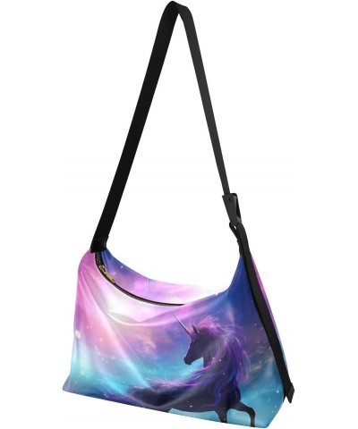 Starry Night Unicorn Shoulder Bag for Women Waterproof PU Leather Hobo Bags Crossbody Purse with Zipper Closure $18.14 Should...