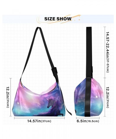 Starry Night Unicorn Shoulder Bag for Women Waterproof PU Leather Hobo Bags Crossbody Purse with Zipper Closure $18.14 Should...