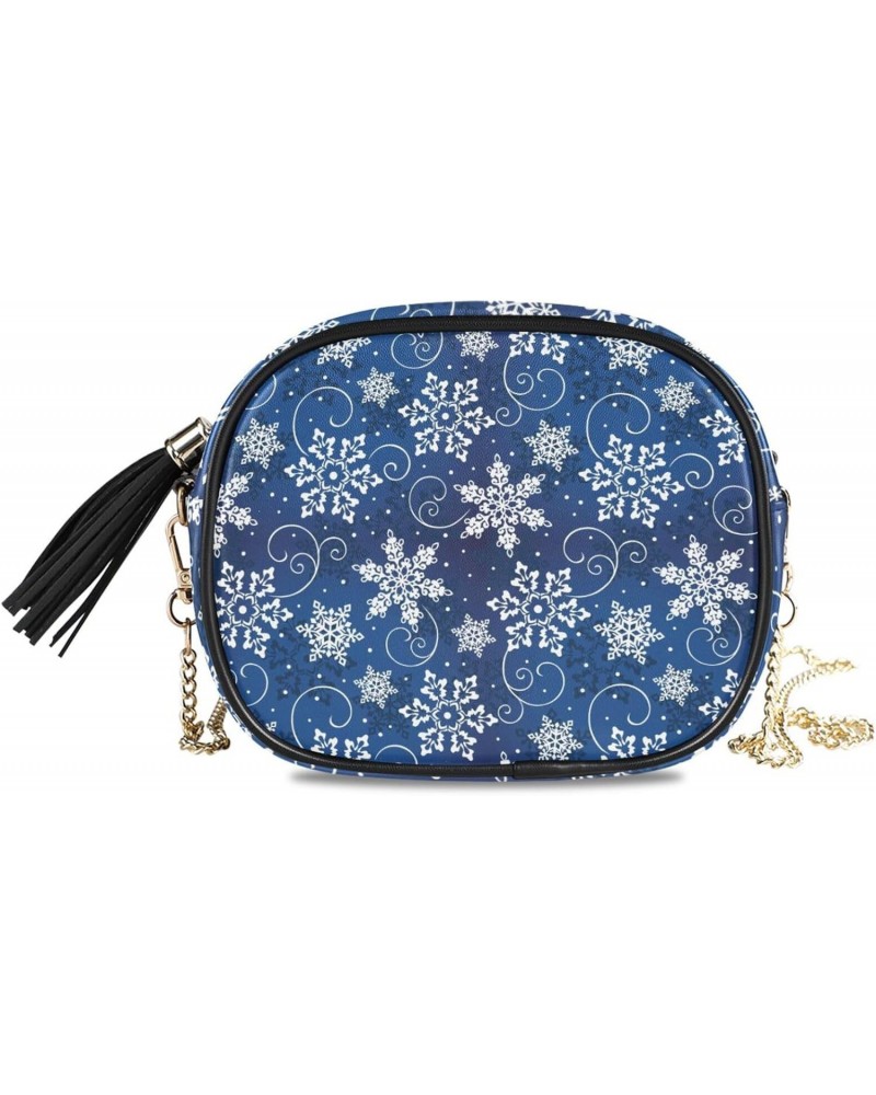 Women's Christmas Blue Snowflake Crossbody Bag Fashion Purses Bag Cross Body Bag Shoulder Handbag with Adjustable Chain Strap...