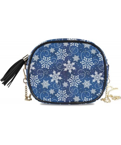 Women's Christmas Blue Snowflake Crossbody Bag Fashion Purses Bag Cross Body Bag Shoulder Handbag with Adjustable Chain Strap...