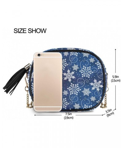 Women's Christmas Blue Snowflake Crossbody Bag Fashion Purses Bag Cross Body Bag Shoulder Handbag with Adjustable Chain Strap...