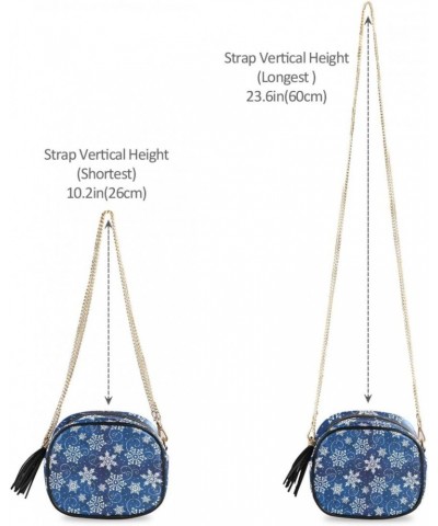 Women's Christmas Blue Snowflake Crossbody Bag Fashion Purses Bag Cross Body Bag Shoulder Handbag with Adjustable Chain Strap...