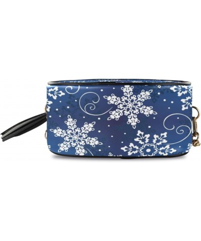 Women's Christmas Blue Snowflake Crossbody Bag Fashion Purses Bag Cross Body Bag Shoulder Handbag with Adjustable Chain Strap...