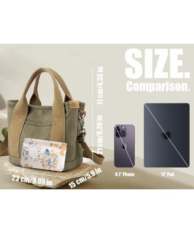 Small Tote Bag for Women with Compartments Pockets Zipper, Top Canvas Design, Hand Carry Crossbody Khaki $15.80 Totes