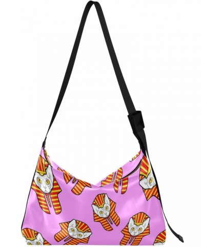 Ethnic Sphynx Cat Hobo Crossbody Bags for Women Leather Large Shoulder Bag Cross Body Trendy Womens Tote Bags Handbag for Tra...