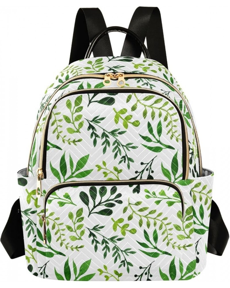 Watercolor Green Plants Backpack Purse for Women Fashion Travel Bag Ladies Shoulder Bags Sports Hiking Ladies Daypack,S Small...