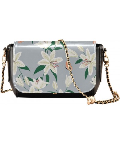 Lily Flowers Garden Cute Crossbody Bags for Women Fall Black Bag with Credit Card Slots Zipper Bag $18.40 Crossbody Bags