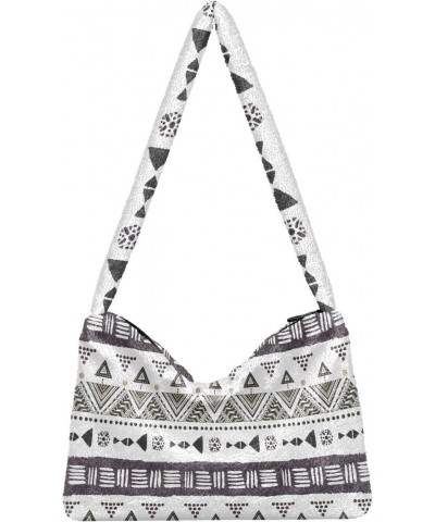 Geometric Boho Mandala Furry Tote Bag for Women Crossbody Bag Crossbody Handbag Cute Purses with Zipper for Women Work $10.29...