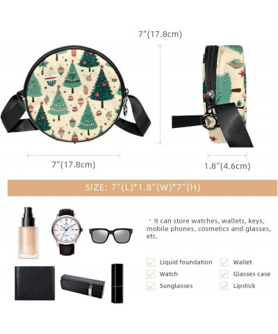 Women Fashionable Crossbody Bag – Versatile Round Bag for Every Occasion, Christmas Tree Print Color3 $10.29 Crossbody Bags