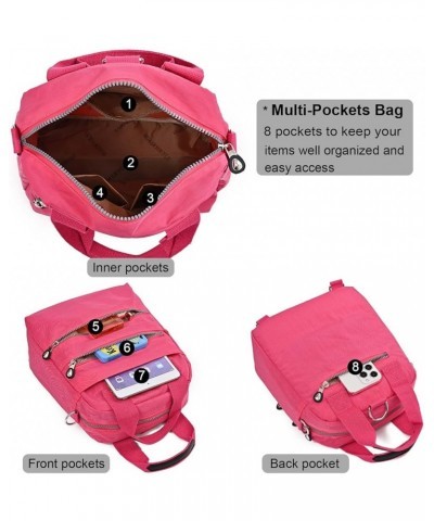 Multi Pockets Hobo Bags for Women, Small Crossbody Shoulder Bag, Travel Backpack Purse, Waterproof Totes Handbags Hot Pink $1...