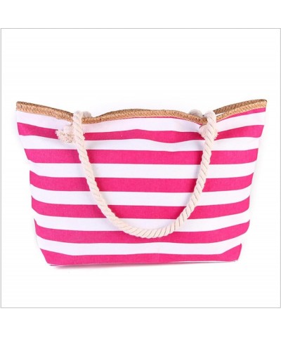 Canvas handbag striped fashion style cotton string portable bag Mori style women's shoulder bag Royal Blue $25.44 Totes