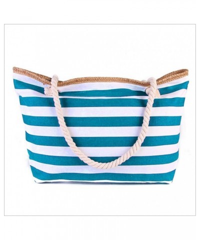 Canvas handbag striped fashion style cotton string portable bag Mori style women's shoulder bag Royal Blue $25.44 Totes