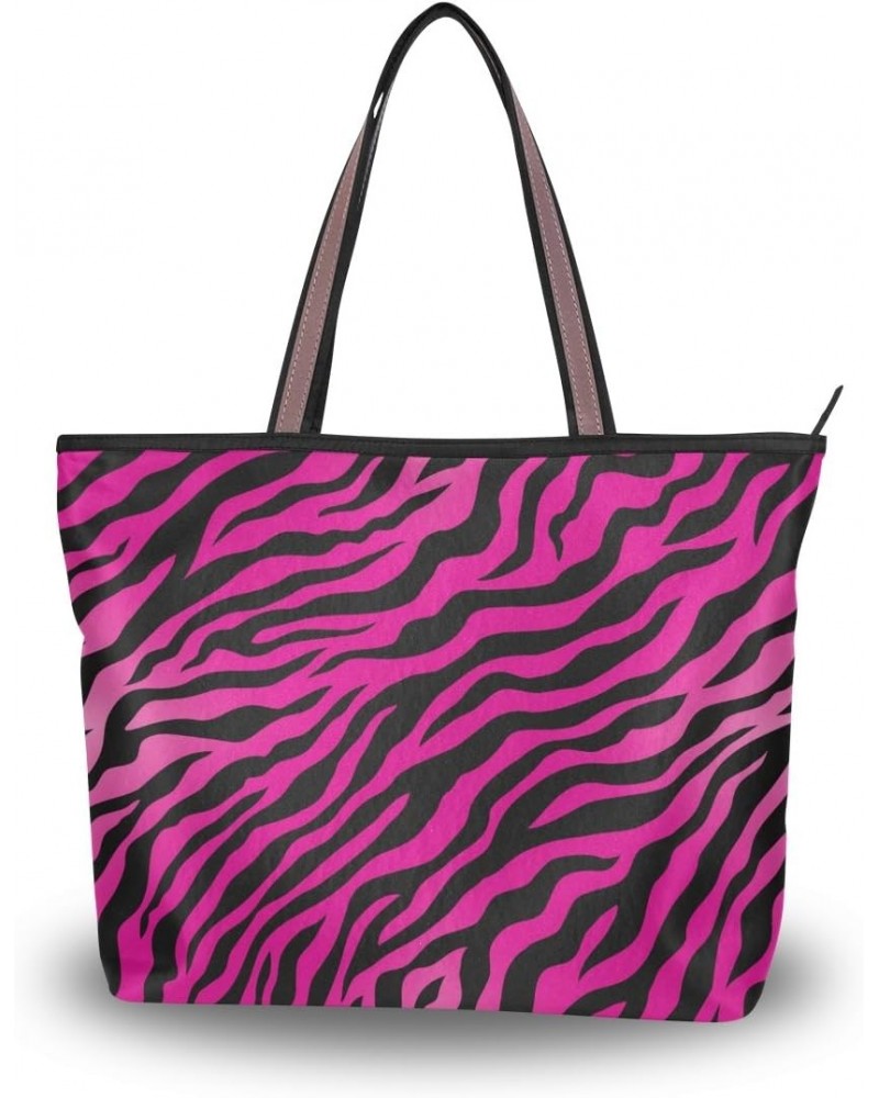 Pink Animal Skin Shoulder Bag Top Handle Tote Bag Handbag for Women $12.40 Handbags