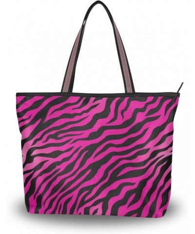 Pink Animal Skin Shoulder Bag Top Handle Tote Bag Handbag for Women $12.40 Handbags