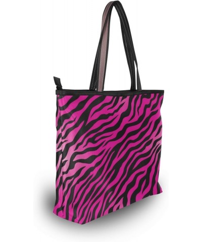 Pink Animal Skin Shoulder Bag Top Handle Tote Bag Handbag for Women $12.40 Handbags