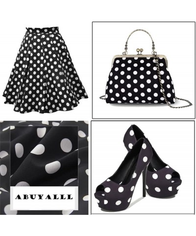 Floral Top Handle Handbag Chain Strap Women Kiss Lock Canvas Frame Shoulder Bag Black-polka-dot $23.39 Handbags