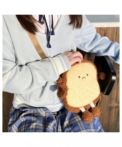 Toast Small Crossbody Purse Plush Bag Cute Travel Phone Purse Kawaii Cross Body Butter Bread Shoulder Purse for Women Unhappy...