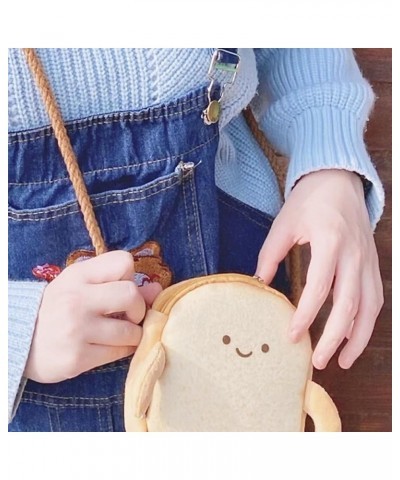 Toast Small Crossbody Purse Plush Bag Cute Travel Phone Purse Kawaii Cross Body Butter Bread Shoulder Purse for Women Unhappy...