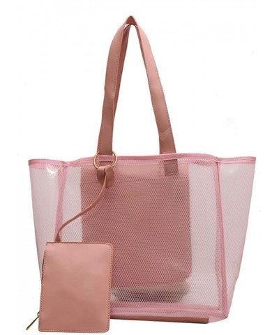 Large Candy Polka Color Clear Shoulder Bag 2 IN 1 Beach Totes Transparent Handbags With Interior Pocket For Women S1-pink $13...