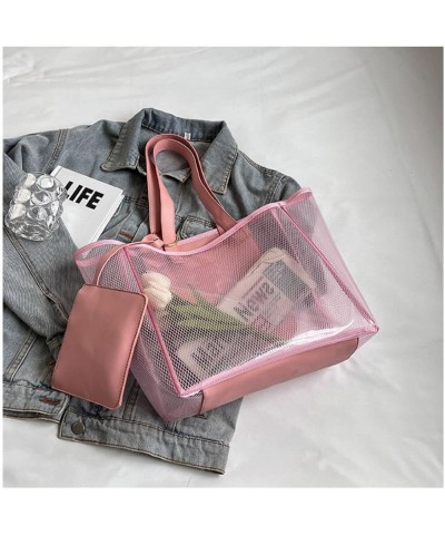 Large Candy Polka Color Clear Shoulder Bag 2 IN 1 Beach Totes Transparent Handbags With Interior Pocket For Women S1-pink $13...