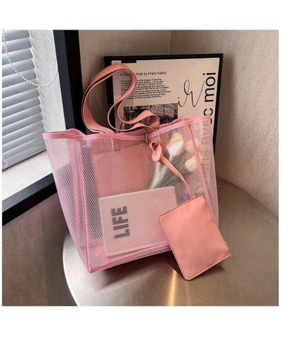 Large Candy Polka Color Clear Shoulder Bag 2 IN 1 Beach Totes Transparent Handbags With Interior Pocket For Women S1-pink $13...