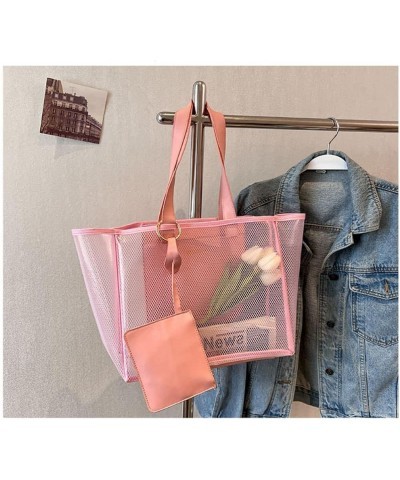 Large Candy Polka Color Clear Shoulder Bag 2 IN 1 Beach Totes Transparent Handbags With Interior Pocket For Women S1-pink $13...