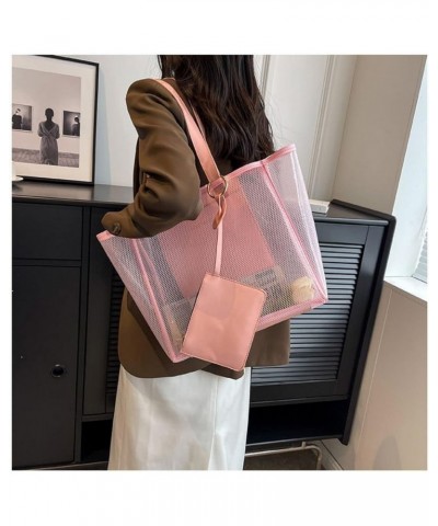 Large Candy Polka Color Clear Shoulder Bag 2 IN 1 Beach Totes Transparent Handbags With Interior Pocket For Women S1-pink $13...