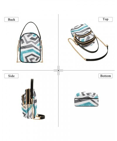 Women Crossbody Handbag Abstract Blue Curved Lines Pattern Quilted Chain Bag $12.22 Crossbody Bags