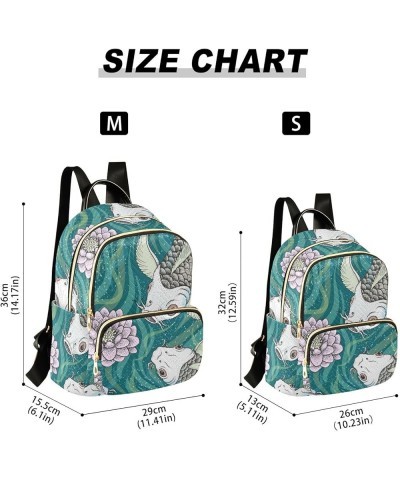 Backpack Purse for Women Traditional Japanese Carp Koi, Mini Fashion Backpack Oriental Fish Lotus Lightweight Casual Daypack ...