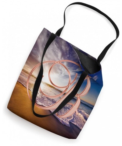 B Rose Beach Ocean Sunset Sand Wave Initial Letter Name Tote Bag $10.05 Totes