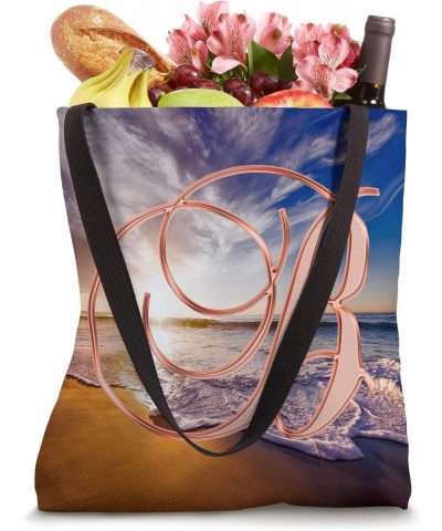 B Rose Beach Ocean Sunset Sand Wave Initial Letter Name Tote Bag $10.05 Totes