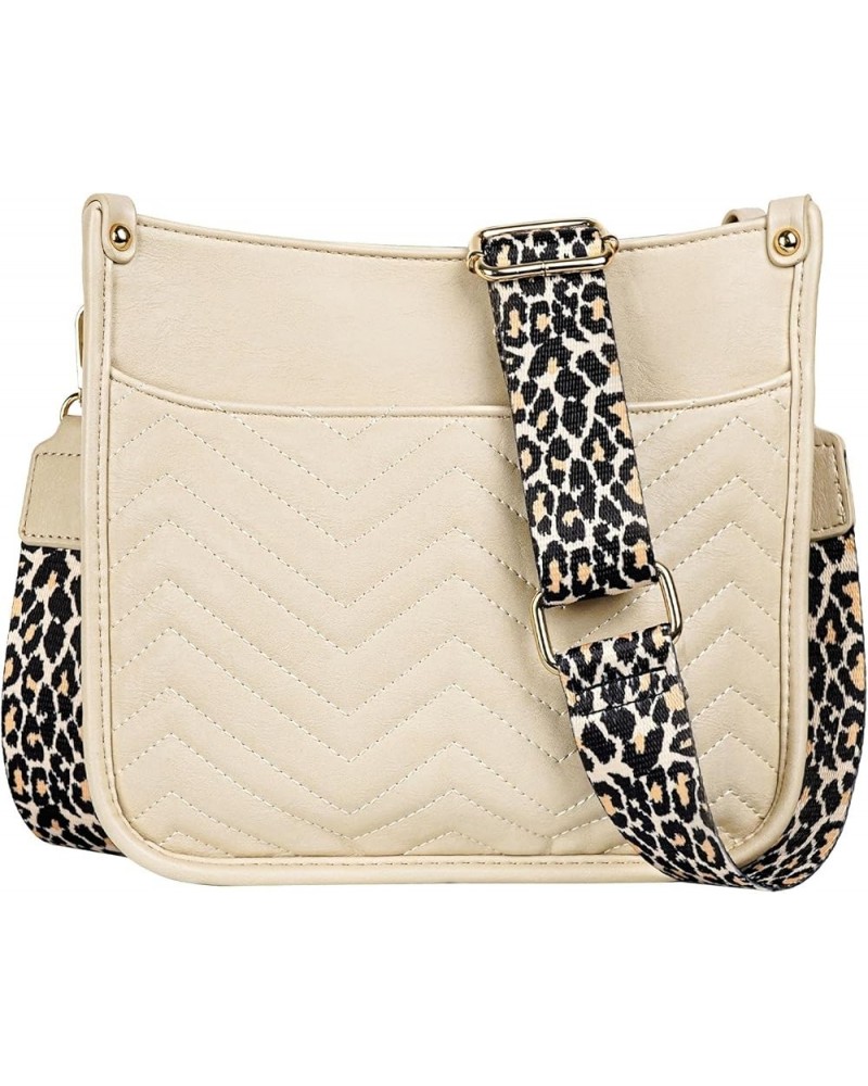 Women's Crossbody Shoulder Bag with Leopard Guitar Strap,Vegan Faux Leather Purse Handbag Bucket Tote Bag Stripe Beige $17.59...