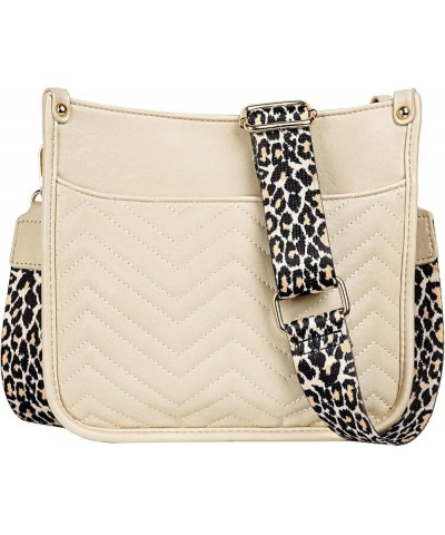 Women's Crossbody Shoulder Bag with Leopard Guitar Strap,Vegan Faux Leather Purse Handbag Bucket Tote Bag Stripe Beige $17.59...