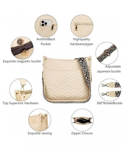 Women's Crossbody Shoulder Bag with Leopard Guitar Strap,Vegan Faux Leather Purse Handbag Bucket Tote Bag Stripe Beige $17.59...