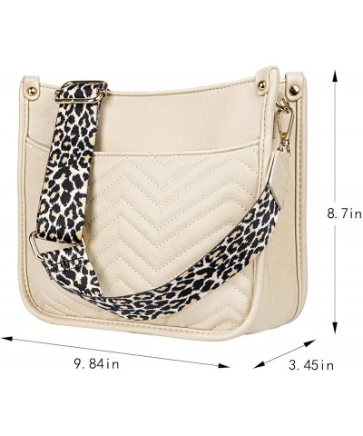 Women's Crossbody Shoulder Bag with Leopard Guitar Strap,Vegan Faux Leather Purse Handbag Bucket Tote Bag Stripe Beige $17.59...