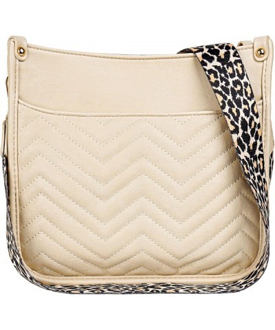 Women's Crossbody Shoulder Bag with Leopard Guitar Strap,Vegan Faux Leather Purse Handbag Bucket Tote Bag Stripe Beige $17.59...