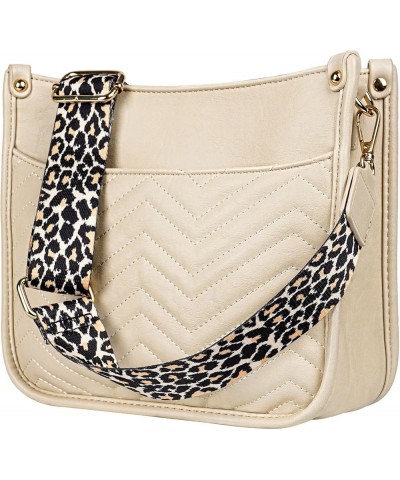 Women's Crossbody Shoulder Bag with Leopard Guitar Strap,Vegan Faux Leather Purse Handbag Bucket Tote Bag Stripe Beige $17.59...