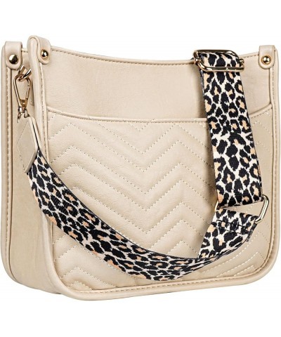 Women's Crossbody Shoulder Bag with Leopard Guitar Strap,Vegan Faux Leather Purse Handbag Bucket Tote Bag Stripe Beige $17.59...